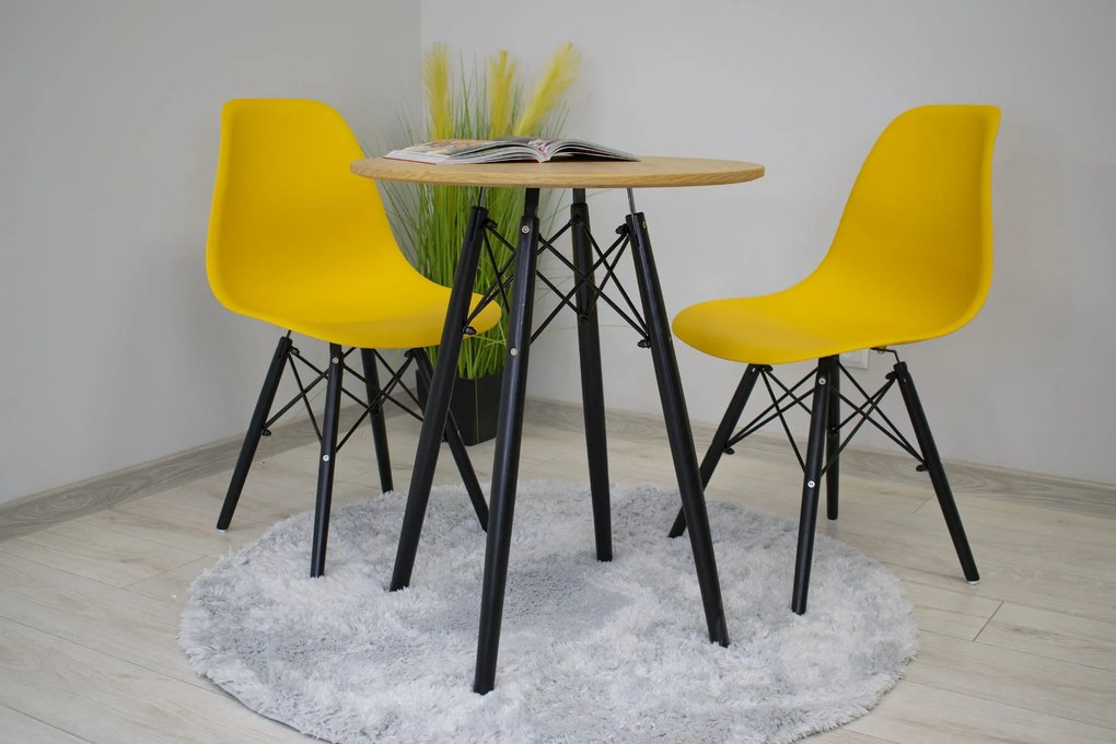 OSLO étkezőasztal tölgy dekorációval 60x60