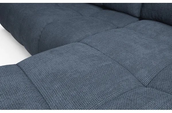 ALMADA jobb oldali, ágyazható L alakú kárpitozott sarokülőgarnitúra tárolóval, kék