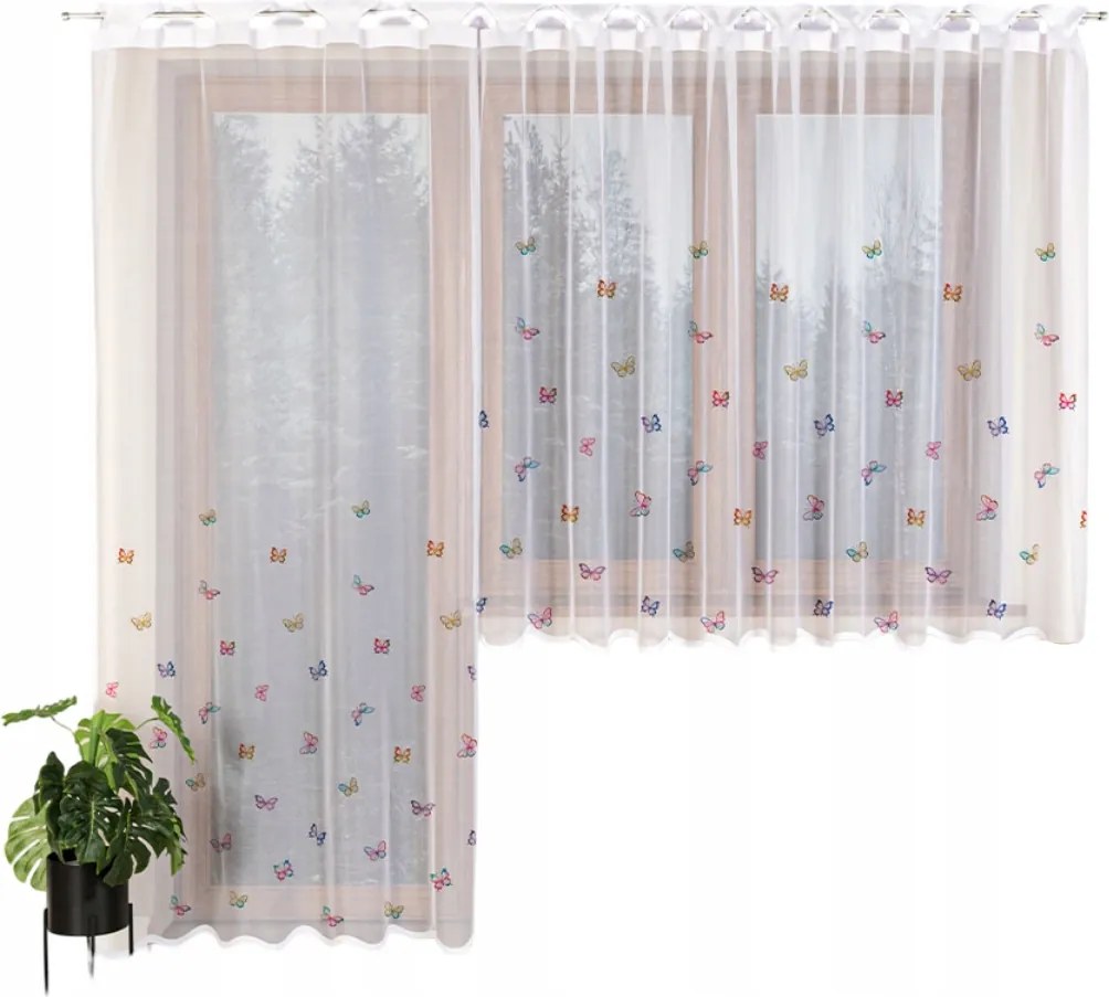 Jacquard függöny kész vállpántos Pillangók 140x230 fehér
