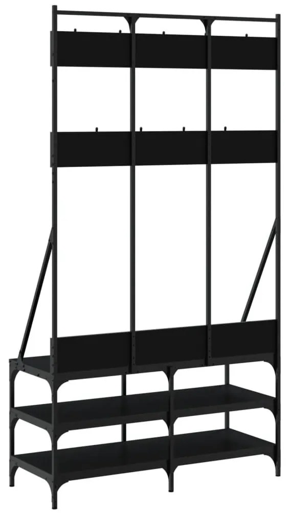 fekete ruhafogas cipőpolccal 100x40x184 cm