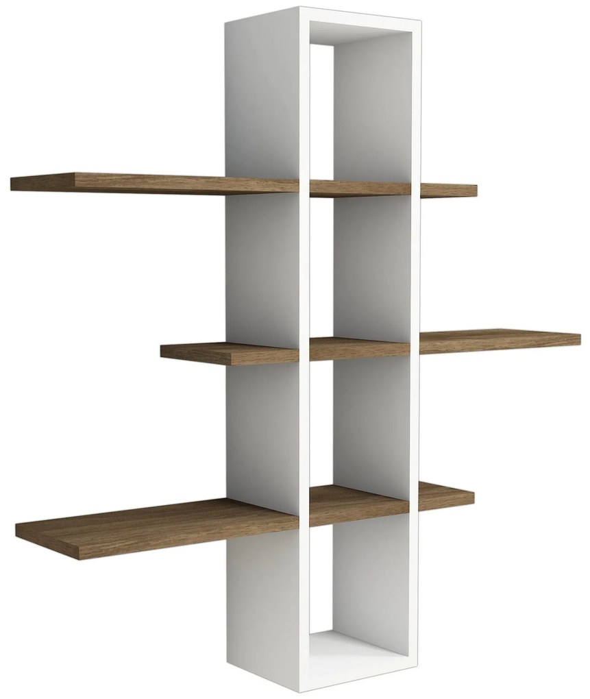 Fali polc Ardo - Walnut, White