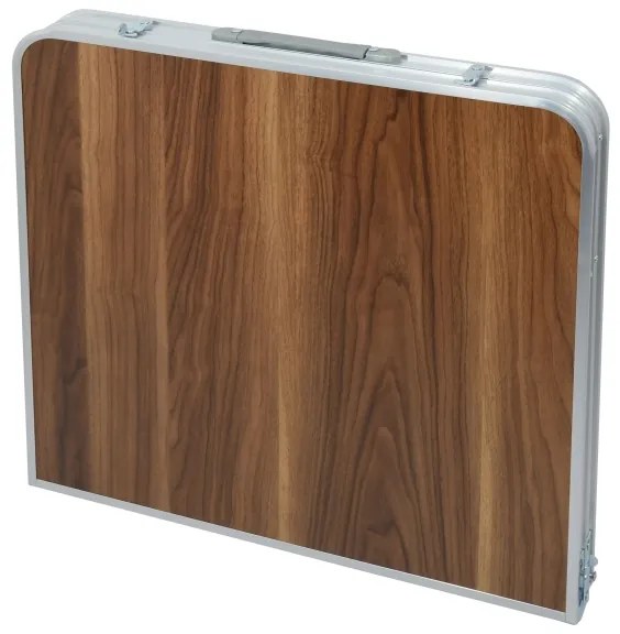 Összecsukható kempingasztal barna/króm