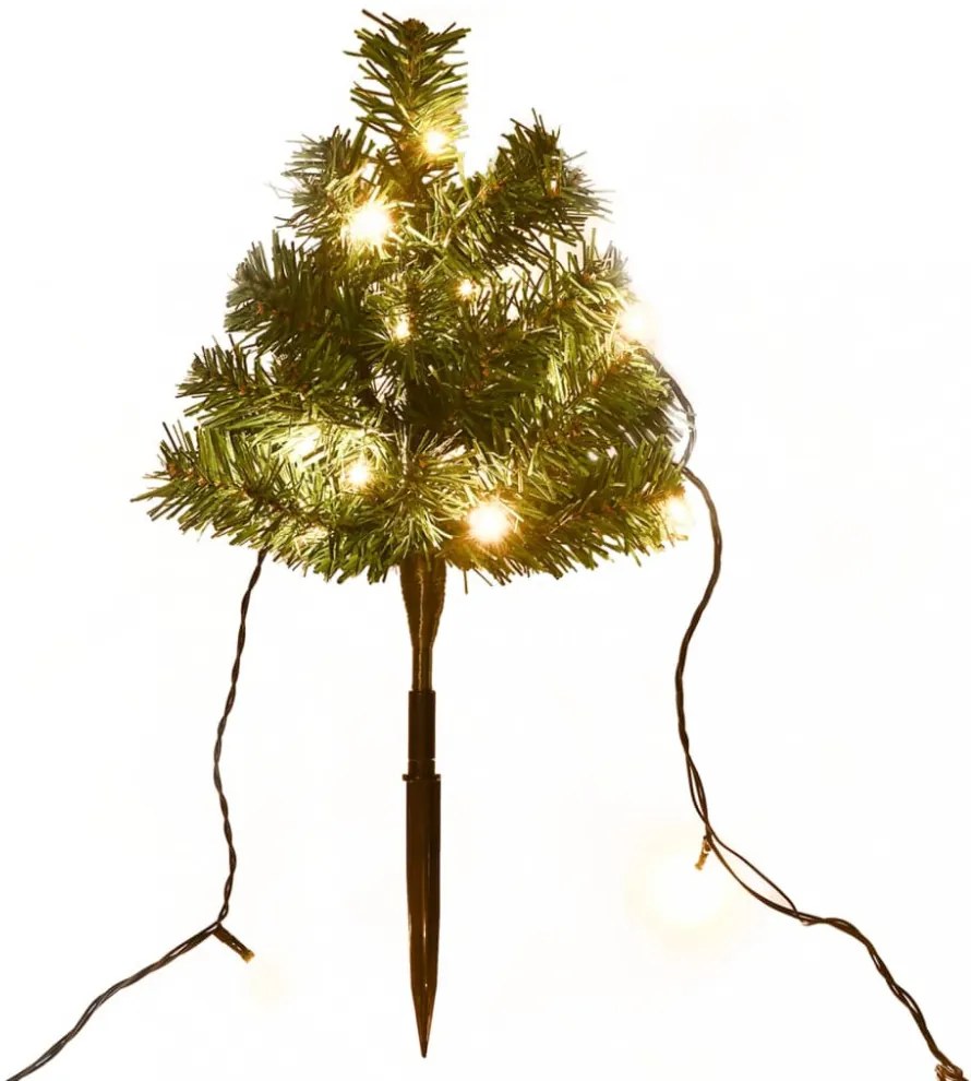 6 db PVC karácsonyi kültéri díszfa meleg fehér LED-ekkel 45 cm