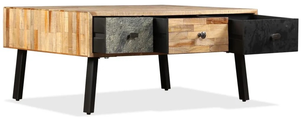 Tömör újrahasznosított tíkfa dohányzóasztal 90 x 65 x 40 cm
