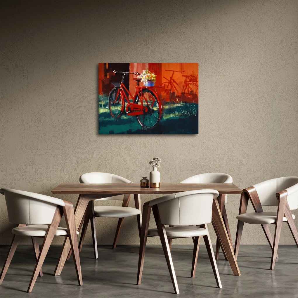 Piros kerék képe, akril festés (70x50 cm)