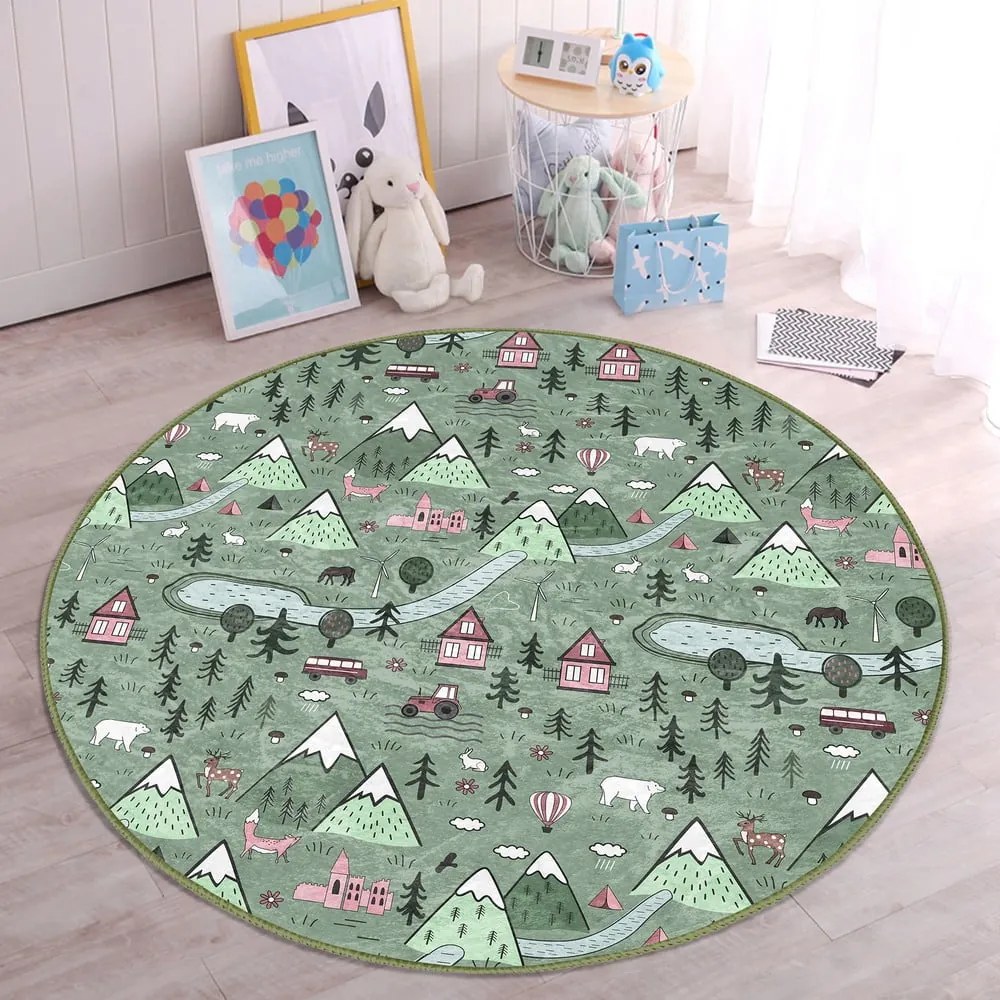 Zöld gyerek szőnyeg ø 120 cm Comfort – Mila Home