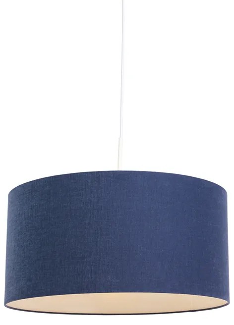 Modern függőlámpa fehér antik kék árnyékolóval 50 cm - Combi 1