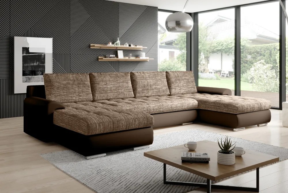 Univerzális ülőgarnitúra, ekobőr barna/barna melír, TOLITA U UNI