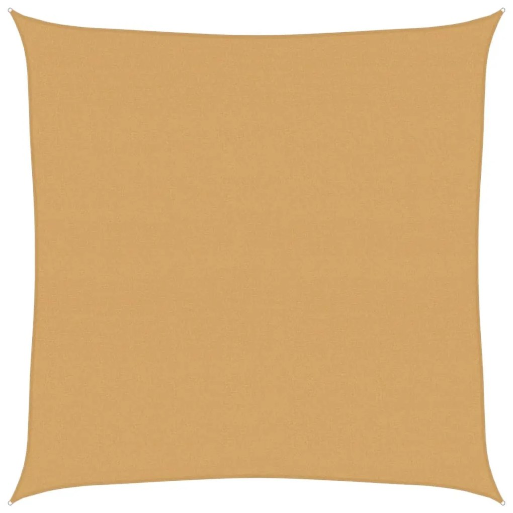 homokszínű négyzet alakú HDPE napvitorla 160 g/m² 5x5 m