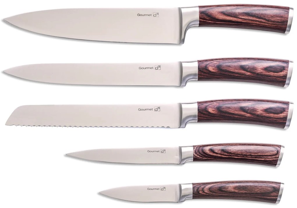 G21 Gourmet Steely 5 darabos késkészlet acél tartóval (60022164)