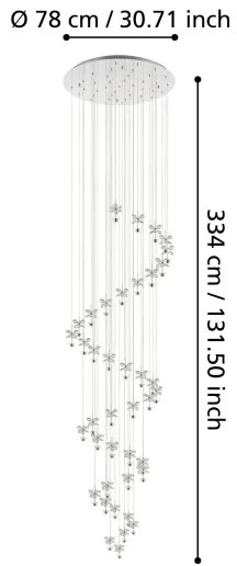 Eglo 39545 - LED Dimmelhető kristálycsillár zsinóron PIANOPOLI 40xLED/1,8W/230