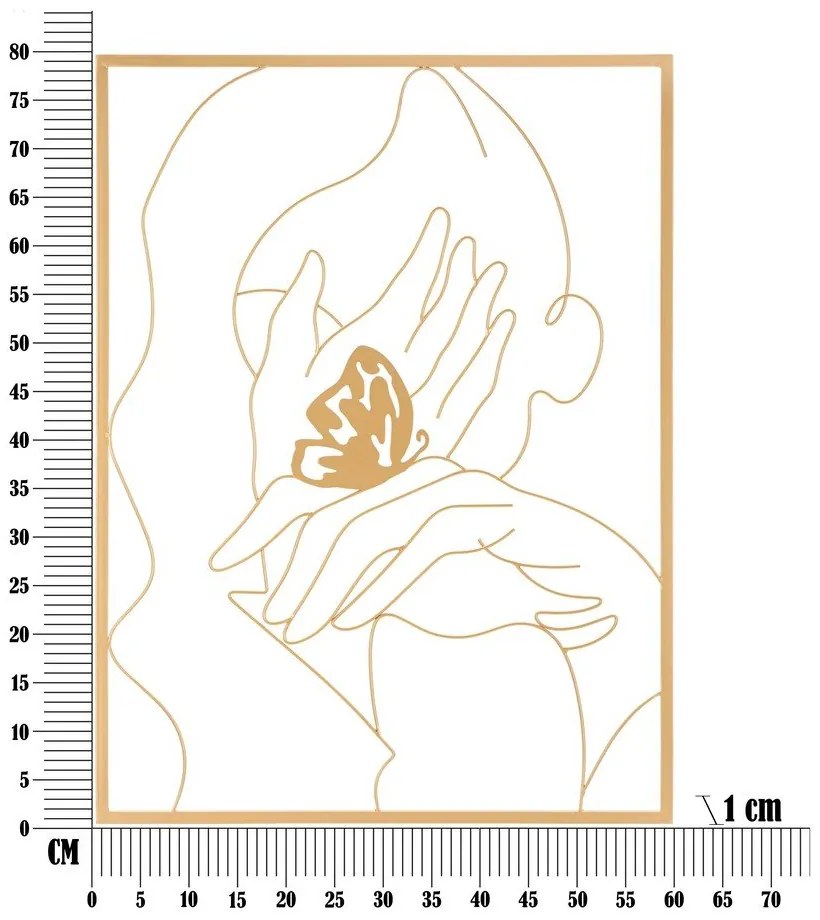 Fém fali dekoráció 60x80 cm Hands on Face – Mauro Ferretti