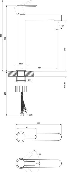 Ravak X070114 - PURI mosdócsaptelep, 32,2 cm, fényes króm