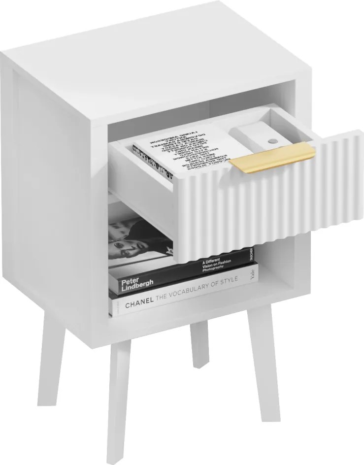 Éjjeliszekrény, fehér, TOBI