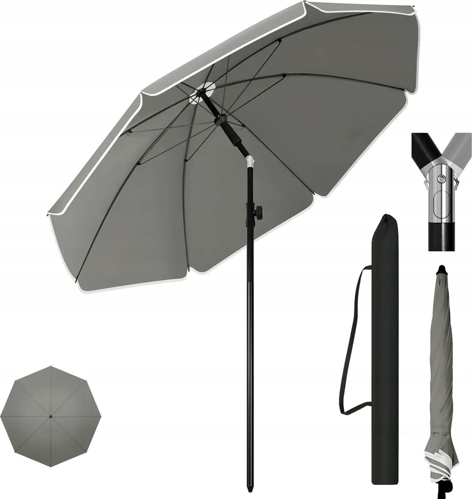 Kerti Strand Napernyő Állítható Összecsukható Táska Vízálló Szürke