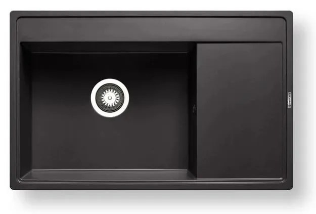 Pyramis 70168401 - CAMEA 79x50 cm gránit konyhai mosogató/fekete