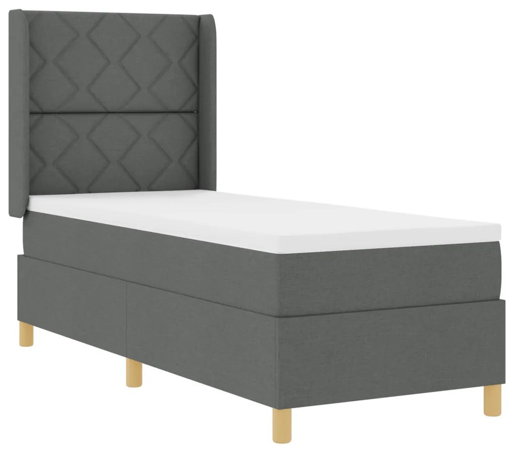 Boxspring Ágy Matrac és LED Sötétszürke 80x200 cm Szövet