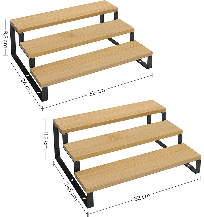 Bambusz fűszertartó polc, 2db polc rendszerező készlet