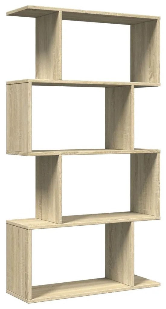4 szintes sonoma tölgy fa elválasztó könyvespolc 70x24x129 cm