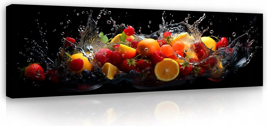 Vászonkép Konyha Víz Gyümölcs Fekete Modern Vászon Fal 145x45