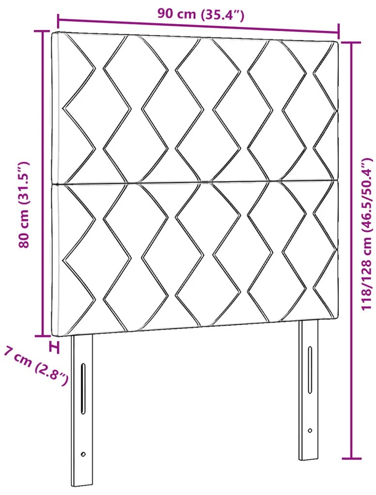 Fejtámla Gyémánt Blokk Design Sötétszürke 90 cm Szövet, Fejtámla Gyémánt Blokk Design Sötétszürke 180 cm Szövet