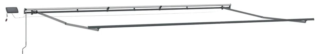 Manuális Behúzható Napellenző LED világítással narancs és barna 600x300 cm