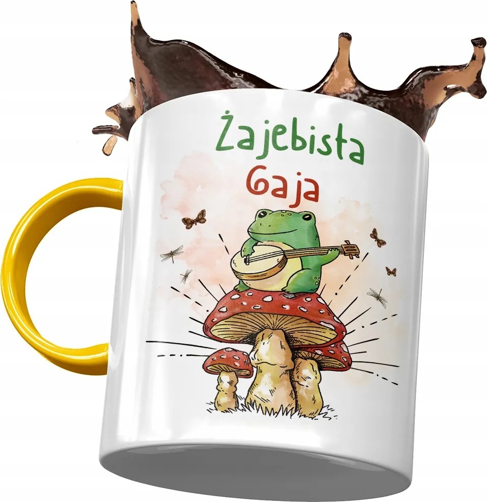 Sárga Bögre Gaia Feleség Barátnő Ajándék Nyomtatott Fotóval