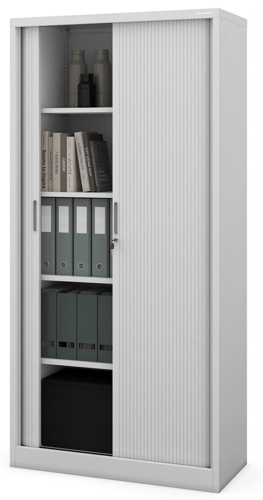 Fém szekrény harmonika ajtókkal DAMIAN, 900 x 1850 x 450 mm, szürke