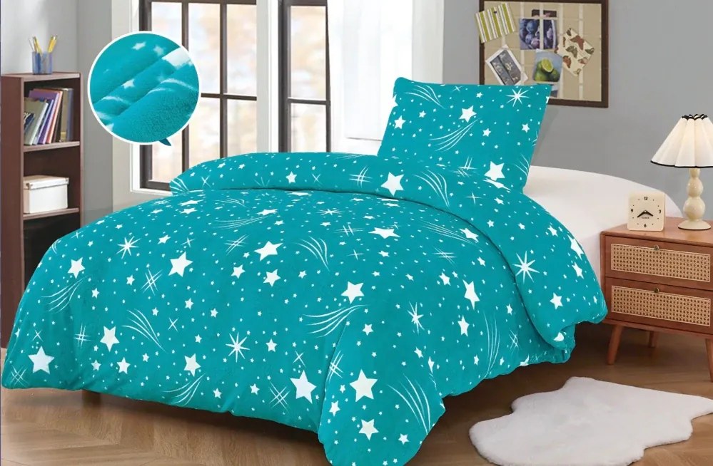NIGHT SKY türkiz mikroplüss ágyneműhuzat Ágyneműhuzat mérete: 70 x 90 cm | 140 x 200 cm