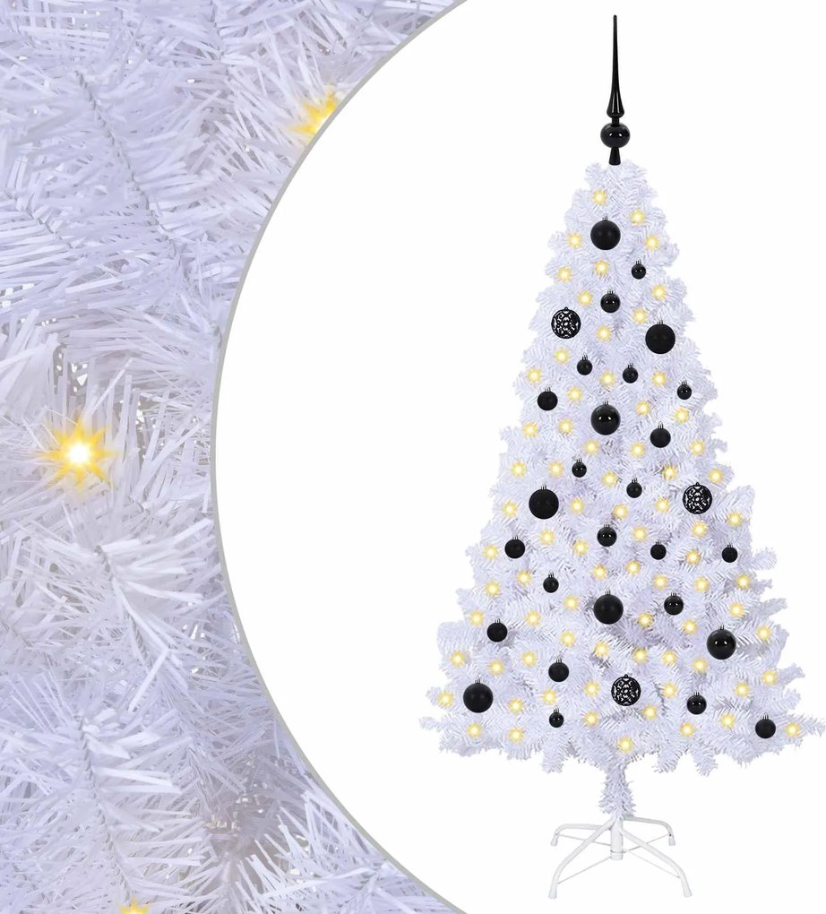 vidaXL Mű karácsonyfa 150 LED-del állvánnyal Fehér 150 cm PVC és Acél