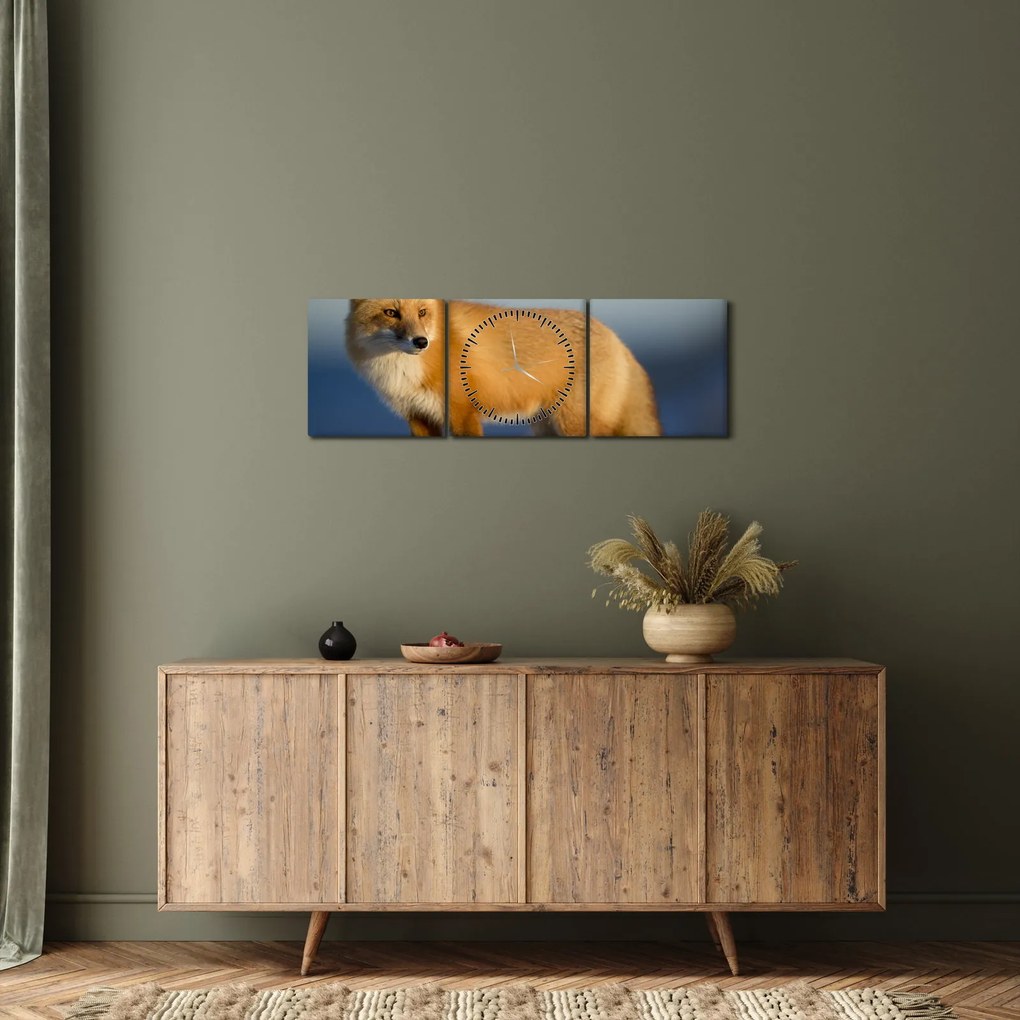 Kép - Róka a hóban (órával) (90x30 cm)