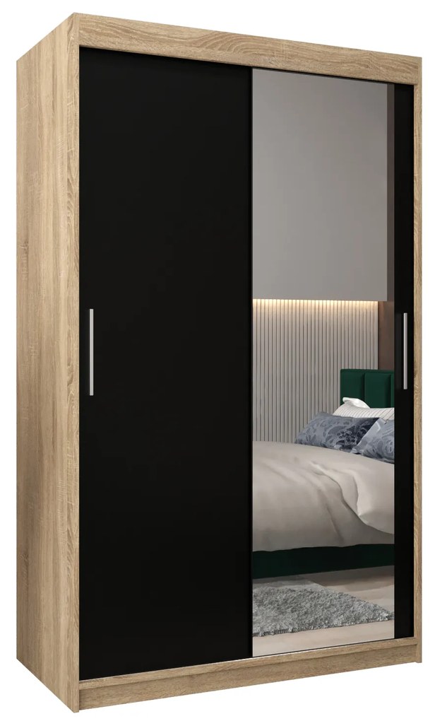 Ruhásszekrény 120 cm Toki 2 (szonoma tölgy + matt fekete). 1064983