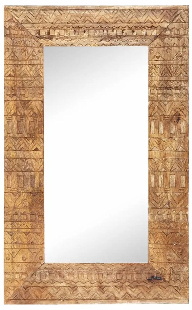 kézzel faragott tömör mangófa tükör 80 x 50 x 2,5 cm
