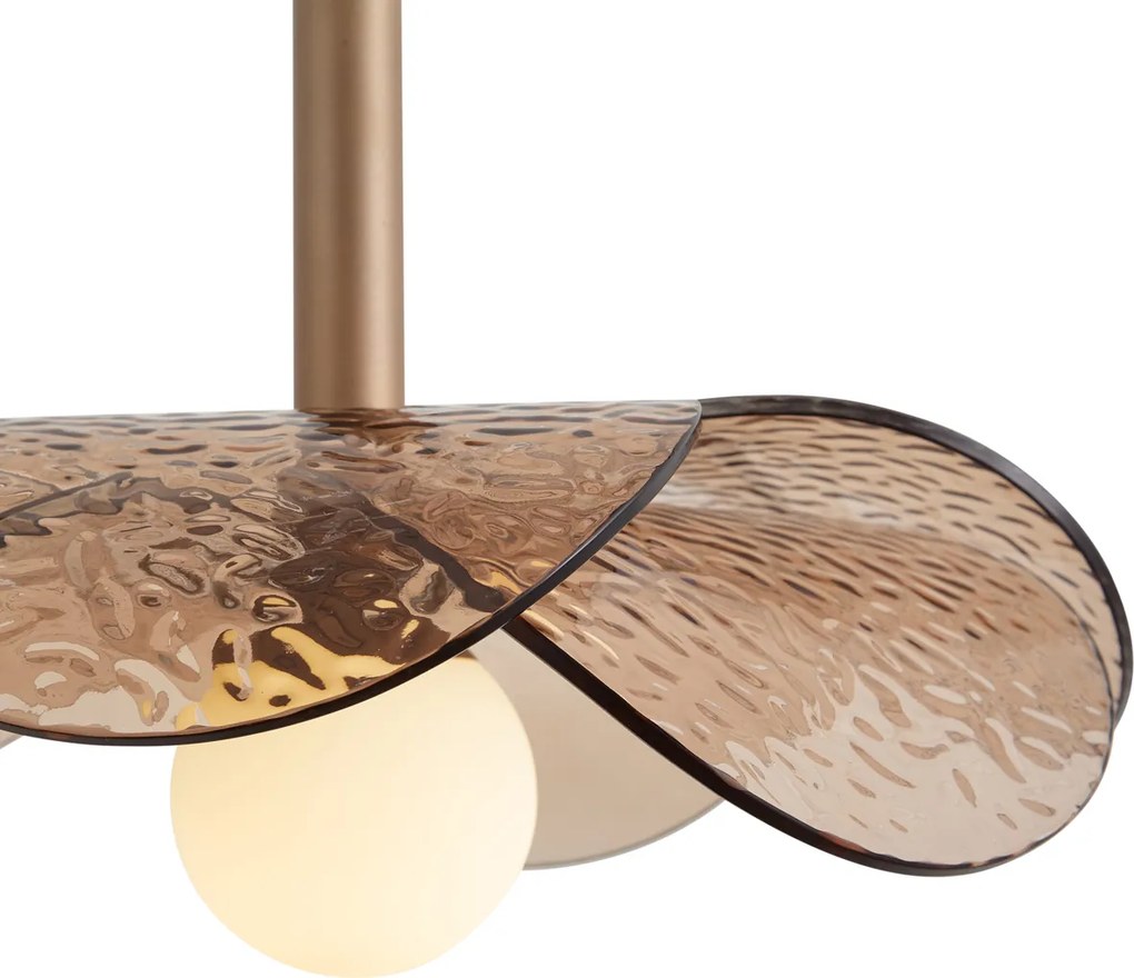 Design Függőlámpa Sötét Bronz Borostyánszínű Üveggel - Kemner