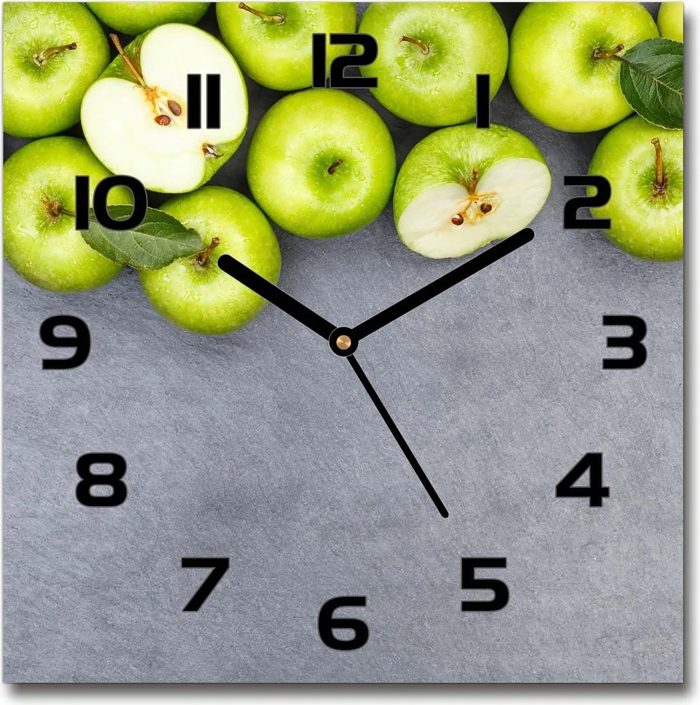 Üveg falióra szögletes Zöld alma 30x30 cm