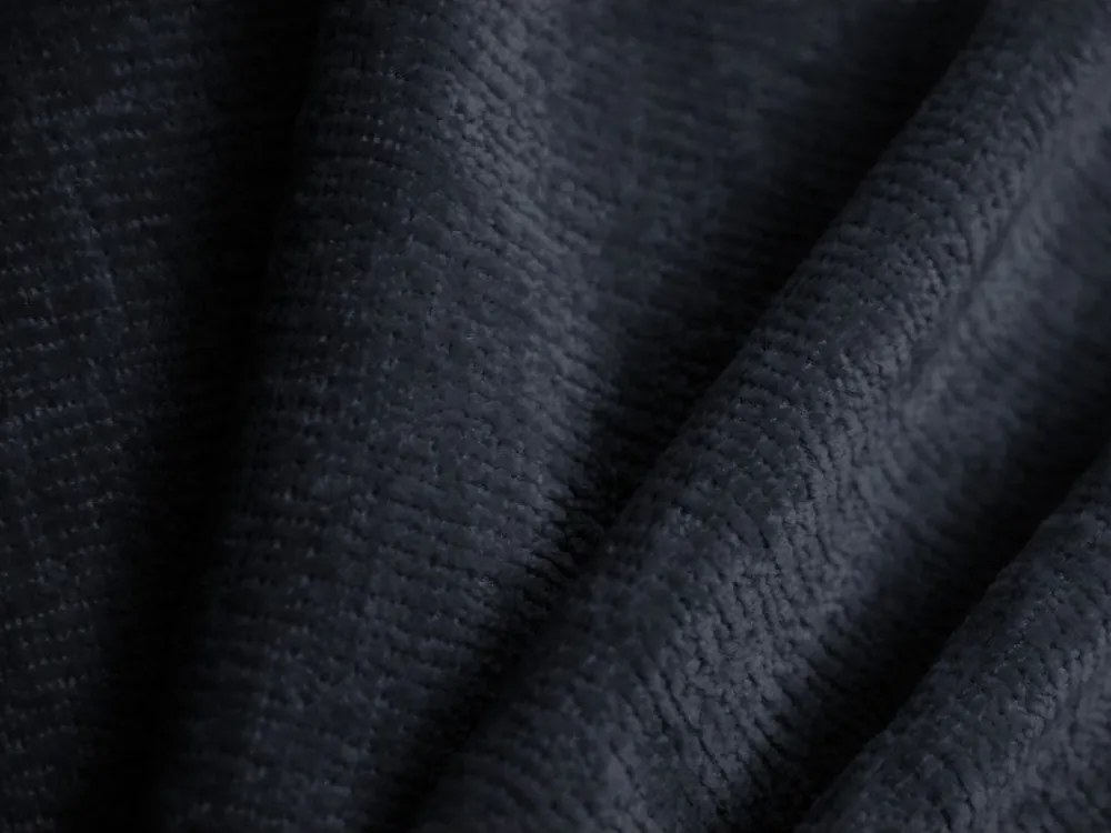 Sötétkék kárpitozott ágyneműtartós egyszemélyes ágy ágyráccsal 90x200 cm Lupine – Micadoni