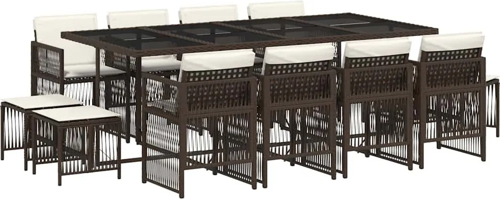 vidaXL 13 részes barna polyrattan kerti ülőgarnitúra párnákkal