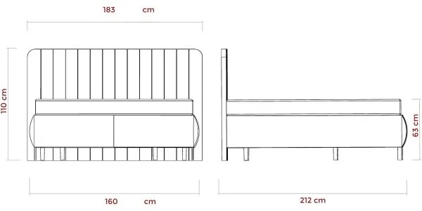 ALEXA kárpitozott ágy matracokkal és tárolóhellyel 160x200 cm bézs