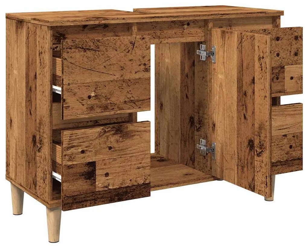 antik fa színű szerelt fa mosdószekrény 80 x 33 x 60 cm