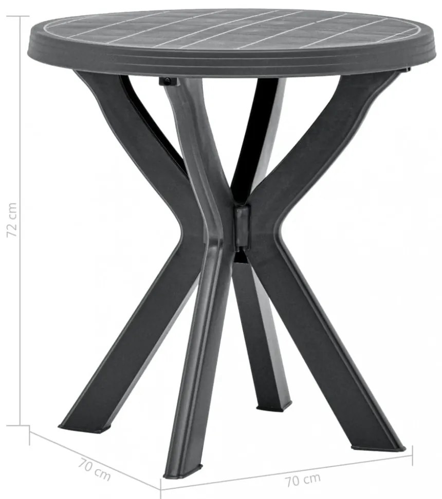 antracitszürke műanyag bisztróasztal Ø70 cm