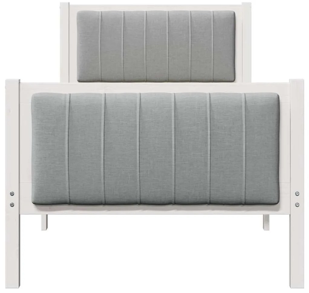 Ágykeret Fehér és világosszürke 75 x 190 cm Tömör fenyőfa