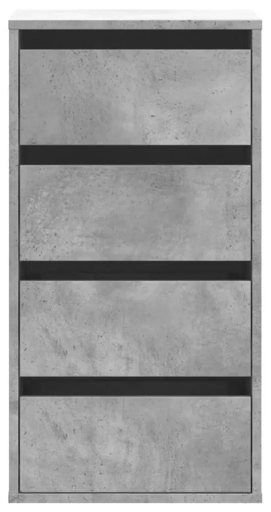 betonszürke szerelt fa fiókos sarokszekrény 40 x 41 x 76 cm