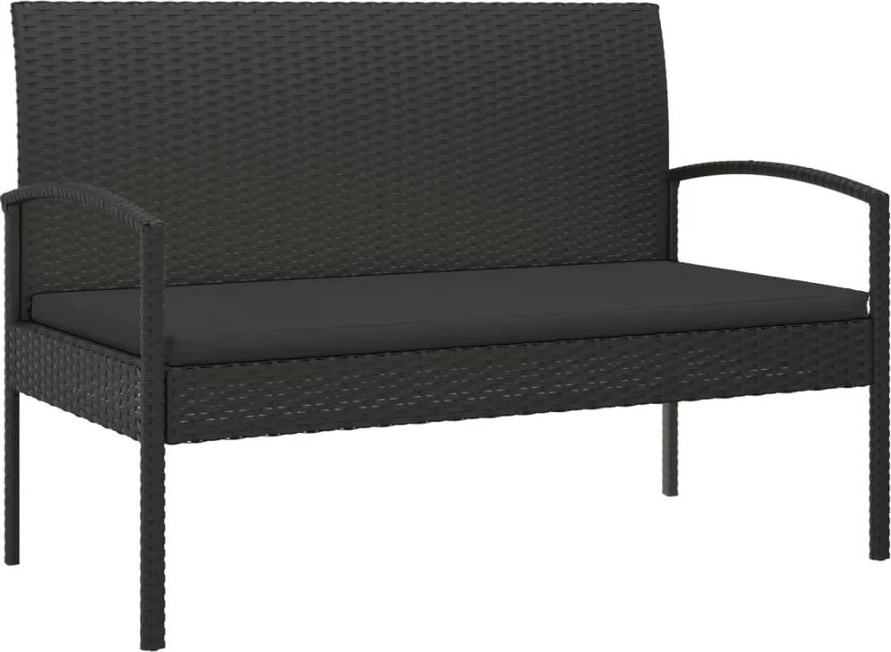 vidaXL fekete polyrattan kerti pad párnával 105 cm