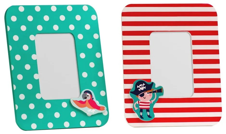 Piros-türkiz fa képkeret szett 2 db-os 18x23 cm Pirate – Premier Housewares