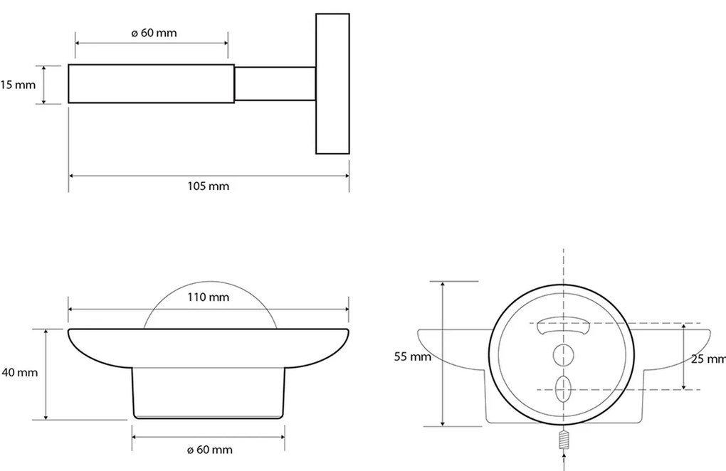 SAPHO XB800 X-round fekete szappantartó, tejüveg,fekete