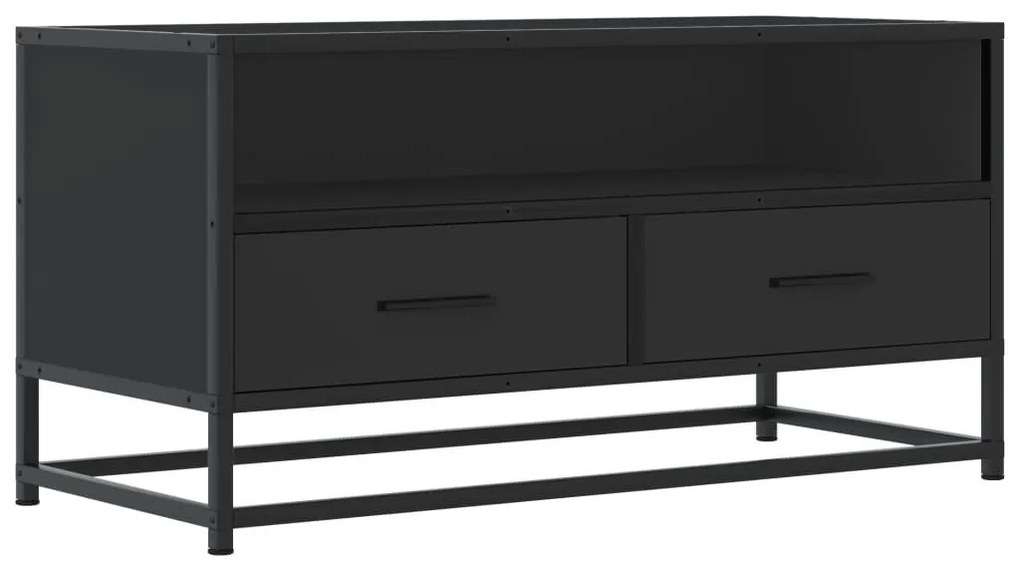 fekete szerelt fa és fém TV-szekrény 80x34,5x40 cm