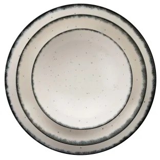 24 darabos étkészlet, fehér/fekete, porcelán