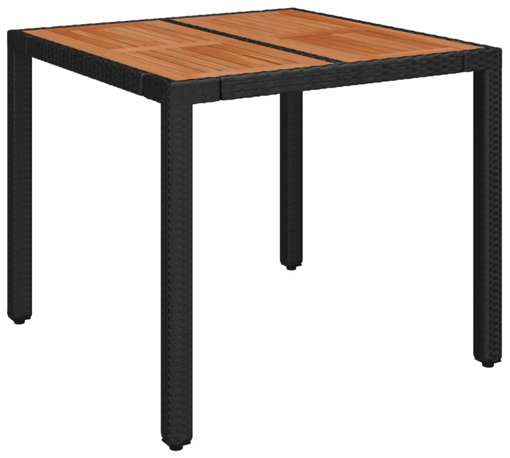 3 részes fekete polyrattan kerti étkezőgarnitúra párnákkal