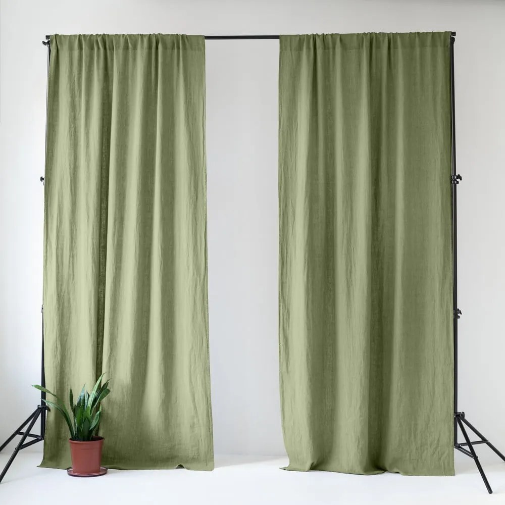 Világoszöld len függöny 140x200 cm Sage – Linen Tales