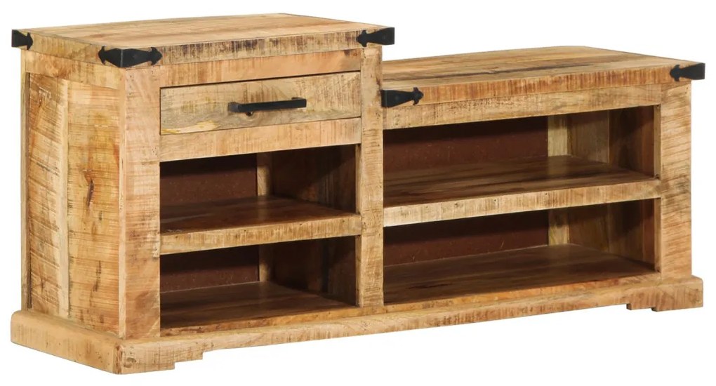 Cipőpad 110x35x50 cm Tömör durva fa mangó
